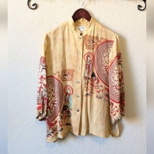 Citron Santa Monica Avalokiteśvara Thousand Armed Guan Yin Silk Blouse